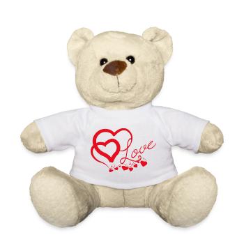 Cœurs entrelacés en Script Amoureux - Nounours - blanc - Devant