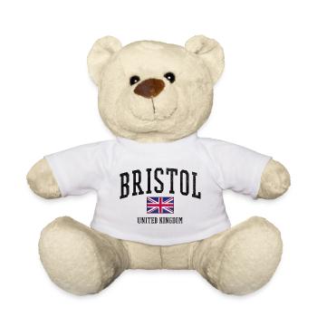 Bristol England Font | Uk Flag - Teddy Bear - white - Front