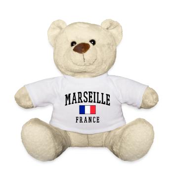 Marseille Frankreich Flagge Stadt Schriftzug - Teddy - Weiß - Vorne