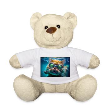 Hector die Schwimmkatze mit Taucherbrille - Teddy - Weiß - Vorne