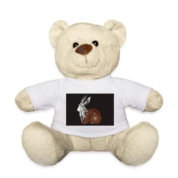 Chocolate Easter bunny in high-gloss chrome look - Teddy Bear - white - Front