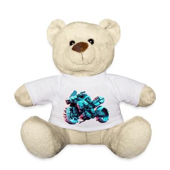 This is what a biker motorcycle of the future looks like - Teddy Bear - white - Front