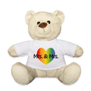 Regenbogen Mrs and Mrs 2 rainbow Herz - Teddy - Weiß - Vorne