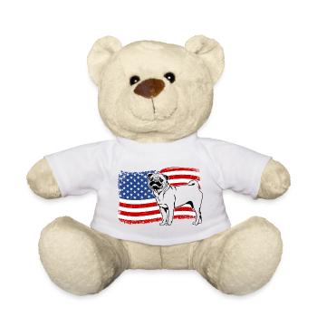 Pug America Flag Dog Dogs Wilsigns - Teddy Bear - white - Front