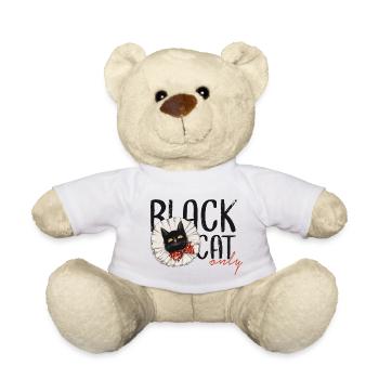 Chat noir. Chat noir rétro. - Nounours - blanc - Devant