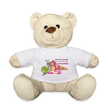 Verspielte Schnecke mit humorvollem Spruch - Teddy - Weiß - Vorne