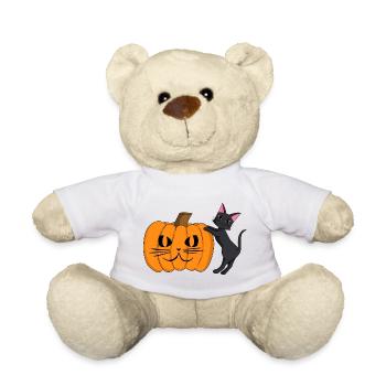 Black Cat with Pumpkin Grimace - Teddy Bear - white - Front