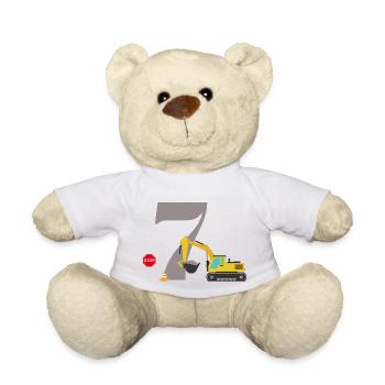 7e anniversaire pelleteuse - Nounours - blanc - Devant