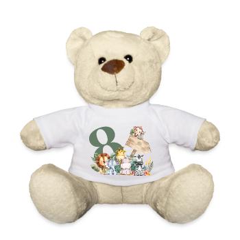 8th Birthday Personalized Safari - Teddy Bear - white - Front