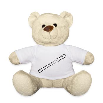 Flute Drawing - Teddy Bear - white - Front