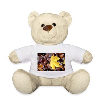 Gelbes Ahornblatt auch verregnetem Herbstteppich - Teddy - Weiß - Vorne