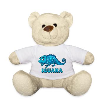 Blauer Leguan Cartoon mit IGUANA Text - Teddy - Weiß - Vorne