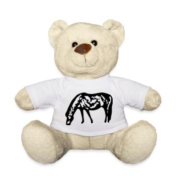 Pferde T-shirt Geschenk Reiter  - Teddy - Weiß - Vorne