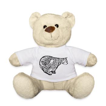 Katze schwarz Geschenk T-shirt - Teddy - Weiß - Vorne