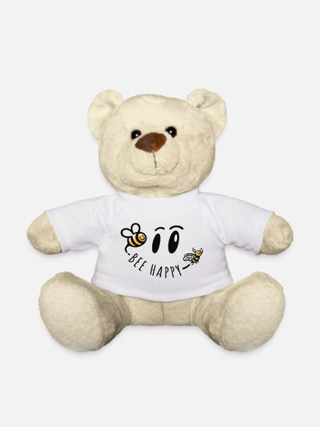 bee happy biene positiver spruch glück - Teddy - Weiß