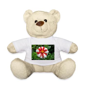 Dahlia White Red Blossom ,Flower - Teddy Bear - white - Front
