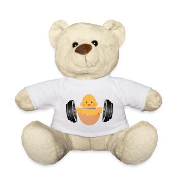Bodybuilder Küken mit Hantel beim Training - Teddy - Weiß - Vorne