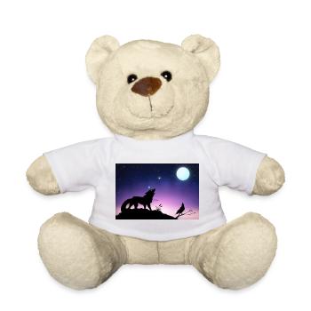 Sternwolf und Rabe unter dem Mond - Poster - Teddy - Weiß - Vorne