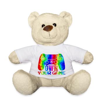 Gamer Game Play Online Computer Gaming Arcade Neon - Teddy Bear - white - Front