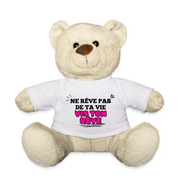 Message Inspirant Visuel florale rose - Nounours - blanc - Devant