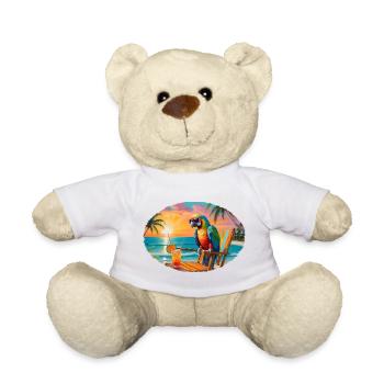 Papagei am Strand im Sonnenuntergang - Teddy - Weiß - Vorne