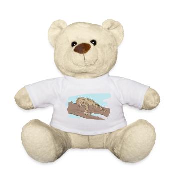 Illustrated design with Jaguar - Teddy Bear - white - Front