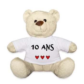 10. 10 JAHRE. 10. JAHRESTAG. 10-JÄHRIGES JUBILÄUM. - Teddy - Weiß - Vorne