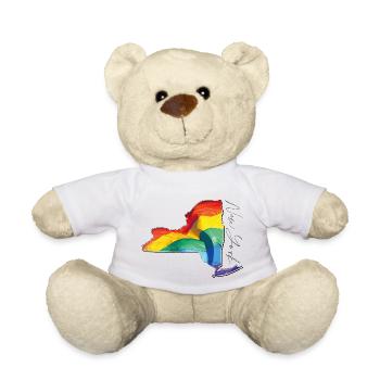 New York (États-Unis) | Drapeau réel | Texte LGBTQIA+ - Nounours - blanc - Devant