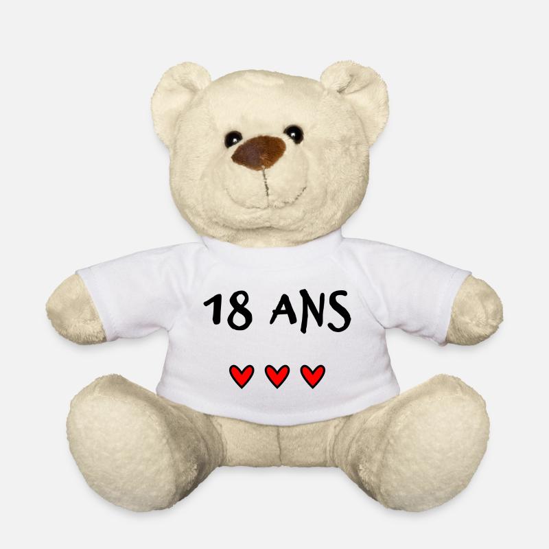18. 18 ANS. 18e ANNIVERSAIRE. ANNIVERSAIRE 18 ANS. - Nounours - blanc