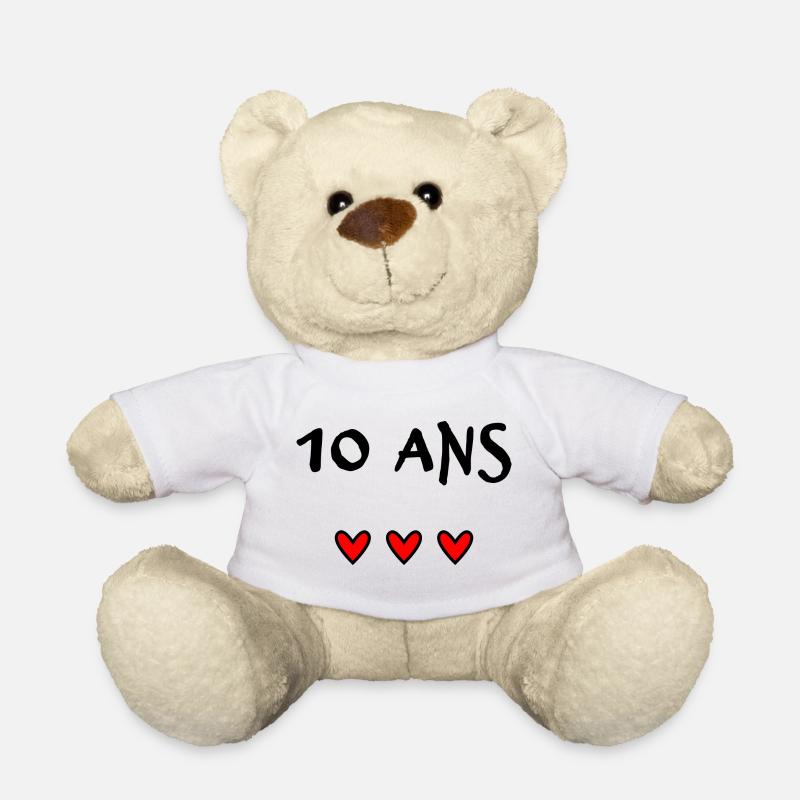 10. 10 ANS. 10e ANNIVERSAIRE. ANNIVERSAIRE 10 ANS. - Nounours - blanc
