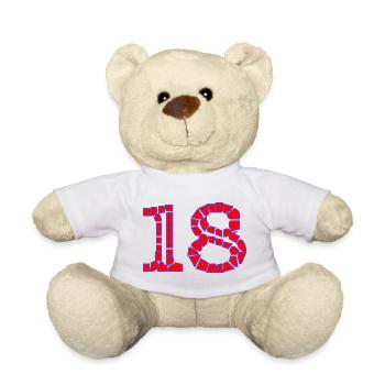 18. 18 ANS. 18e ANNIVERSAIRE. ANNIVERSAIRE 18 ANS. - Nounours - blanc - Devant
