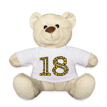 18. 18 ANS. 18e ANNIVERSAIRE. ANNIVERSAIRE 18 ANS. - Nounours - blanc - Devant