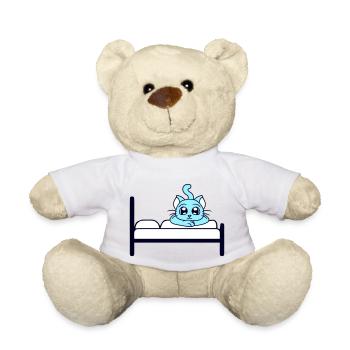 Cat Lying Relaxed On Bed Resting Sleeping - Teddy Bear - white - Front