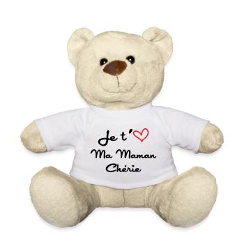 Je t'aime ma maman chérie - fête des mères - Nounours - blanc - Devant