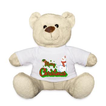 Merry Christmas Snowman - Teddy Bear - white - Front