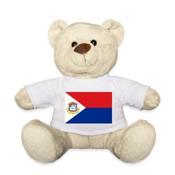 Sint Maarten – Flagge auf rotem und blauem Hintergrund - Teddy - Weiß - Vorne