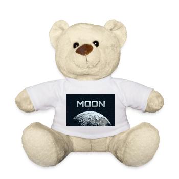 The moon with stars and text in comic style - Teddy Bear - white - Front