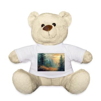 Waldlandschaft Illustration Poster - Teddy - Weiß - Vorne