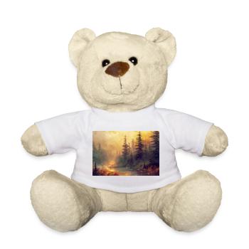 Waldlandschaft Illustration Poster - Teddy - Weiß - Vorne
