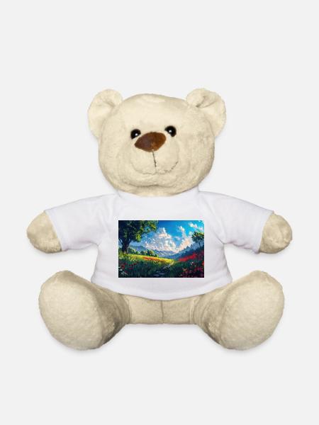 Nature Landscape Illustration Poster - Teddy Bear - white