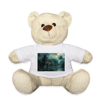 Poster Illustration Ruined jungle landscape - Teddy Bear - white - Front