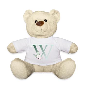 W Monogramme, Floral, Personnalisable - Nounours - blanc - Devant