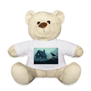 Haunted House Illustration Poster - Teddy Bear - white - Front