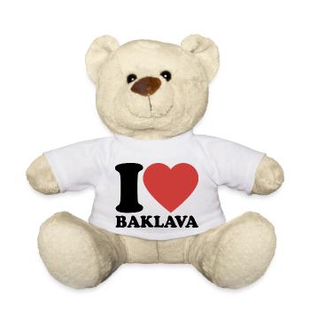 I Love Baklava - Dessert - Saying - Teddy Bear - white - Front