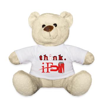 Think Chess Red Can Graphic - Teddy Bear - white - Front