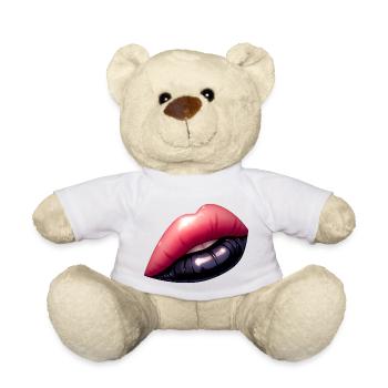Black lips, mesmerizing charm. - Nounours - blanc - Devant