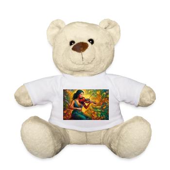 Violoniste artistique dans la nature - Nounours - blanc - Devant