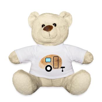 Caravan Holz Maserung Retro Natur Wohnwagen Fan - Teddy - Weiß - Vorne