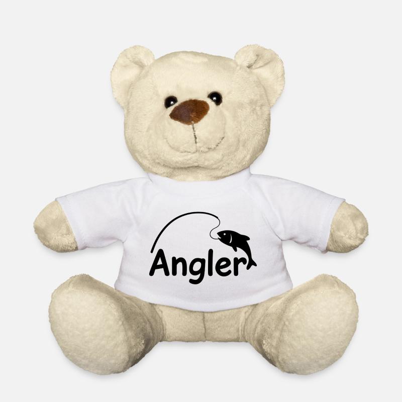 Angler mit Angel - Teddy - Weiß