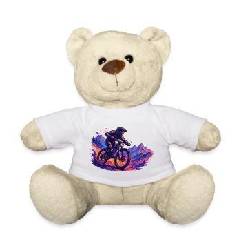 MTB Mountain Biking Mountain Biker Hobby Gift - Teddy Bear - white - Front